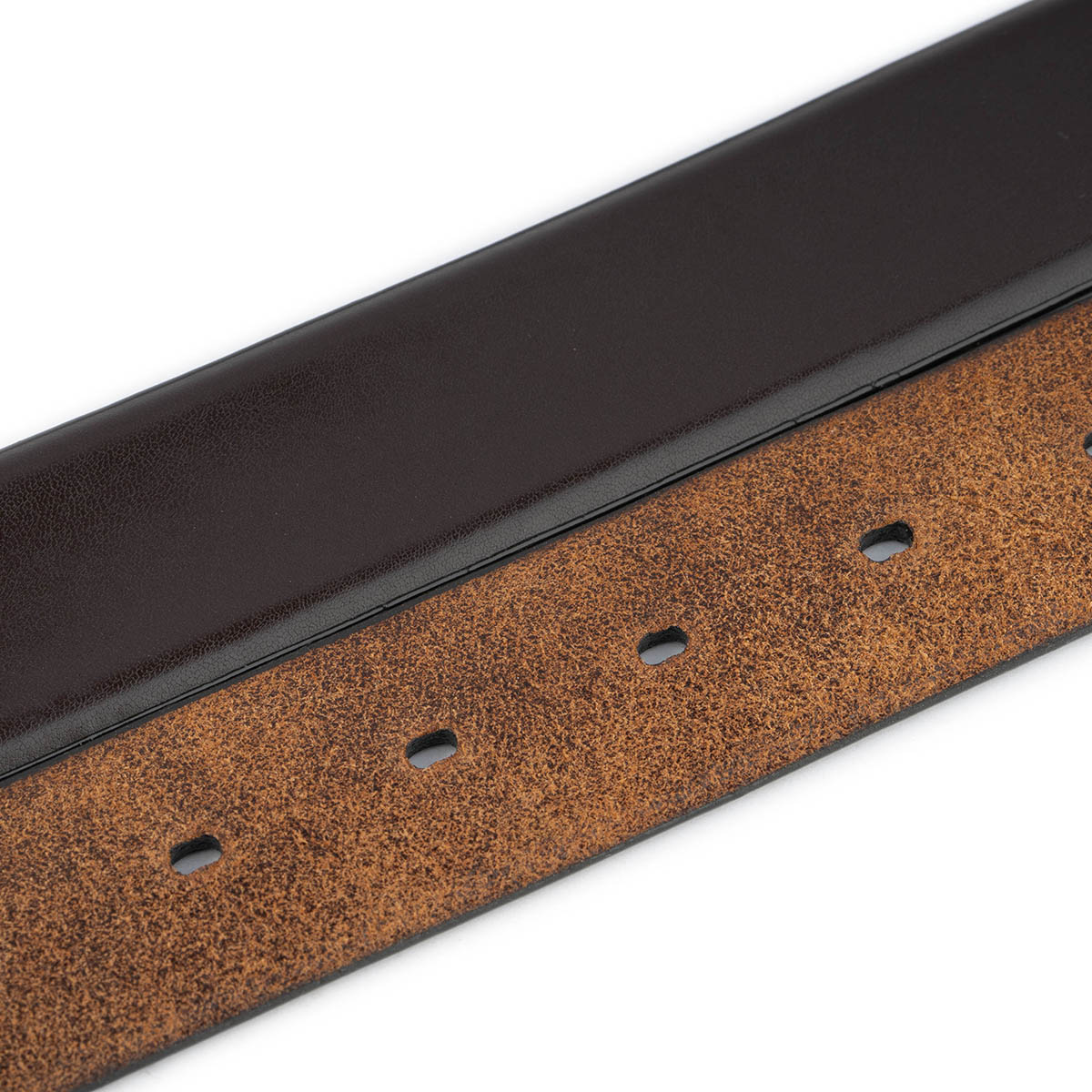 Genuine Leather Dark Brown Men's Belt Strap - Replacement for Montblanc Buckle, Feather Edge Design - Perfect for Business, Casual & Formal Wear