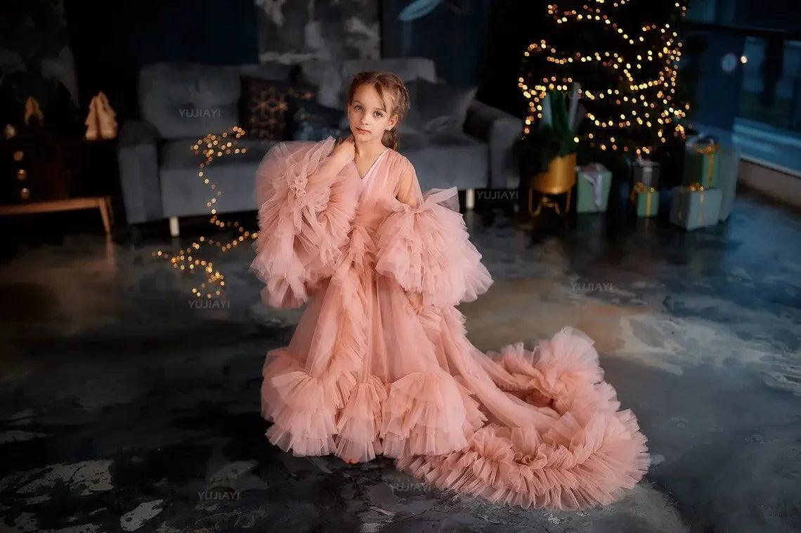 Elegant Mother Daughter Puffy Tulle Photoshoot Dresses - Matching Formal Gowns for Wedding, Birthday Party & Family Portraits