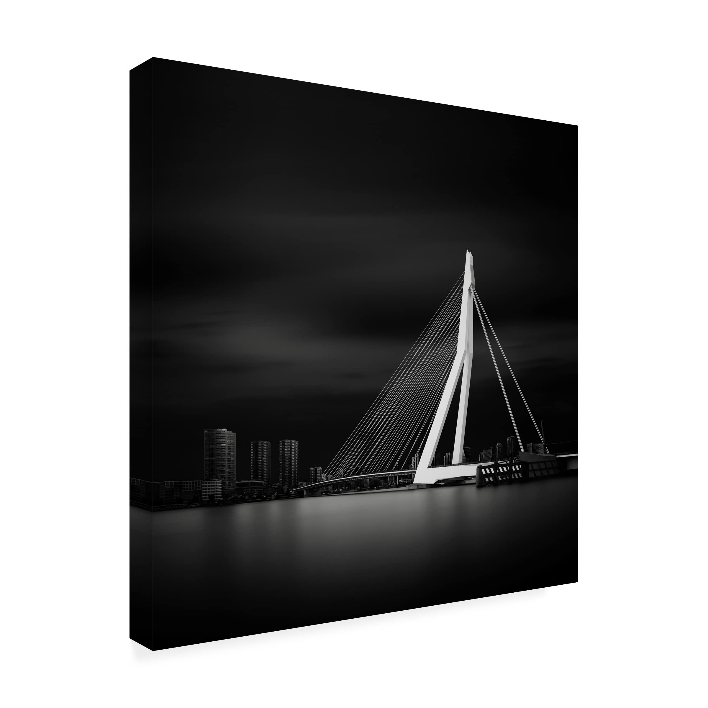 Trademark Fine Art 'Erasmusbrug' Canvas Art Print by Haggard - Modern Bridge Painting for Living Room, Office & Home Decor
