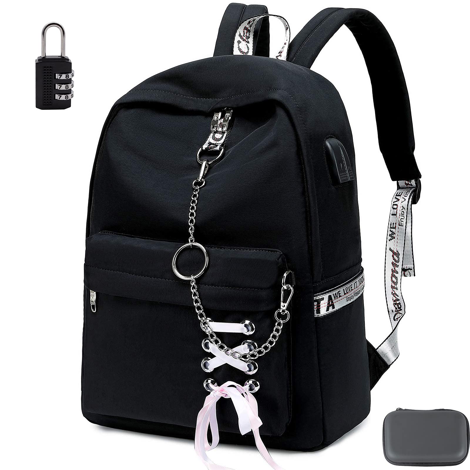 Waterproof 16 Inch Laptop Backpack for Teen Girls & Women with USB Charging Port - School Bookbag, Daypack & Travel Purse - Perfect for College, Work & Daily Commute