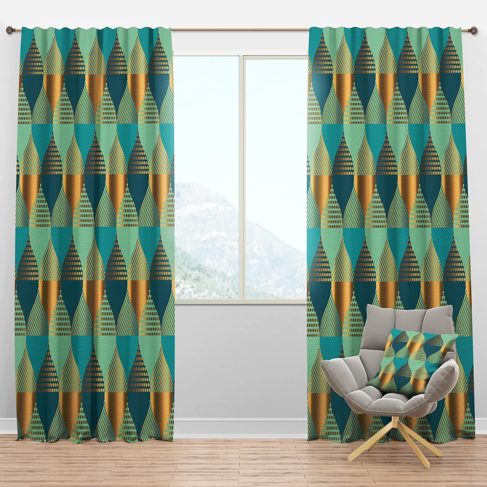 DesignQ Blackout Curtains 'Luxury Retro Drops II' - Thermal Insulated Bedroom & Living Room Curtains - 52x120 Single Panel Drapes for Noise Reduction & Light Blocking - Perfect for Home Theater, Nursery, and Shift Workers