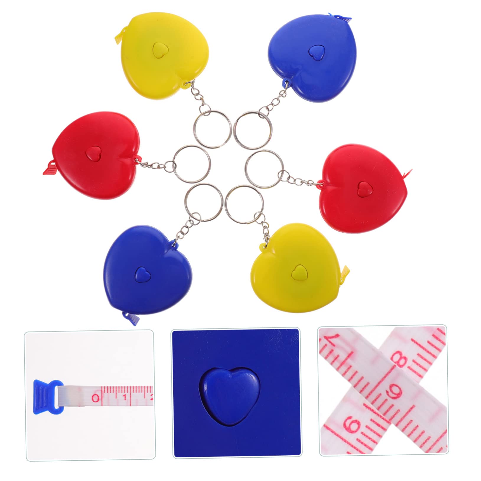 Amosfun 30-Piece Heart-Shaped Mini Tape Measure Keychain - Soft Body Measuring Tape for Sewing, Weight Loss & Fitness Tracking - Perfect for Office, Home & Travel Use