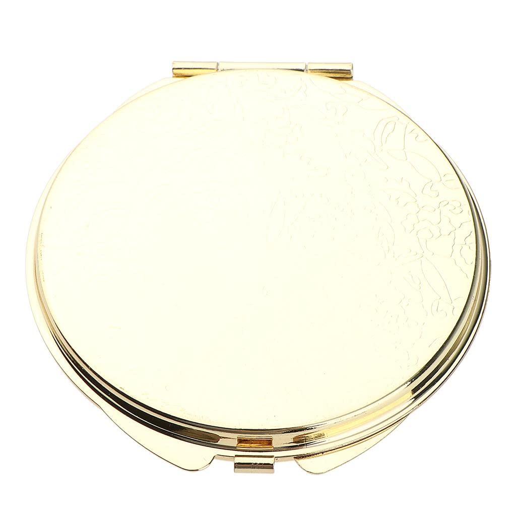 VMS INDIA Dual-Sided Makeup Mirror with Lights, Round Folding Vanity Mirror for Bathroom & Dorm - Golden Frame | Perfect for Makeup Application, Skincare Routine & Travel