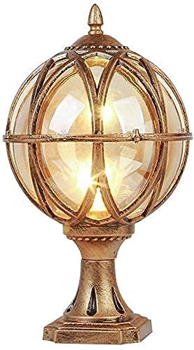 Classic Bronze E27 Exterior Garden Column Table Lamp - 48cm Traditional Outdoor Post Lantern for Street, Landscape, Fence, Wall, Path & Pool Lighting | Weather-Resistant Outdoor Lighting Solution