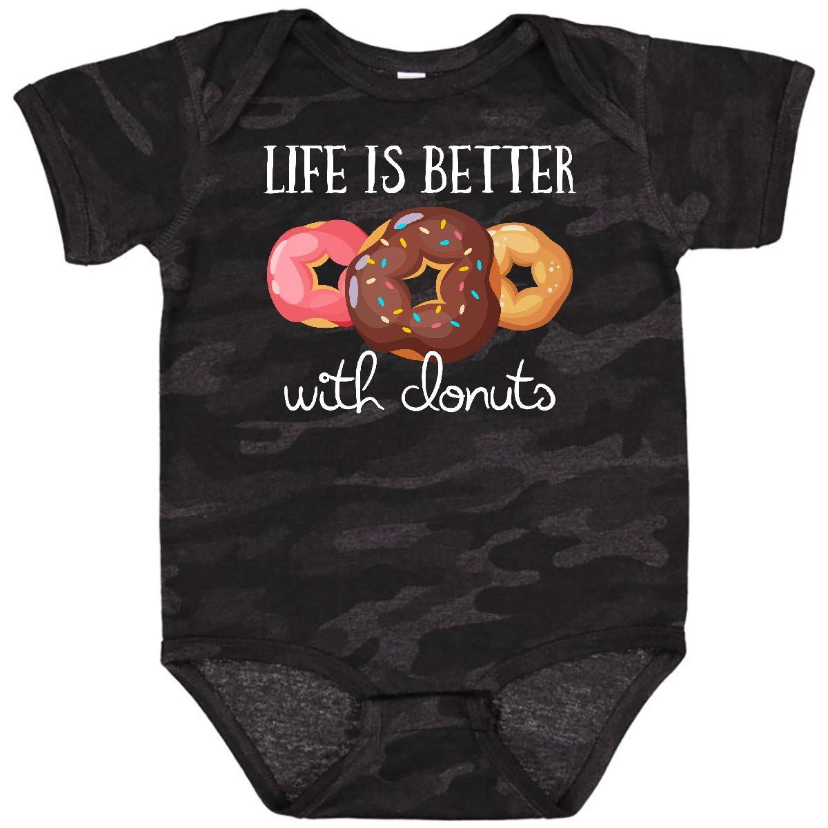 Inktastic Life is Better with Donuts Baby Bodysuit - Cute Donut Print Onesie for Newborns & Infants - Perfect for Birthday Parties, Photo Shoots & Everyday Wear