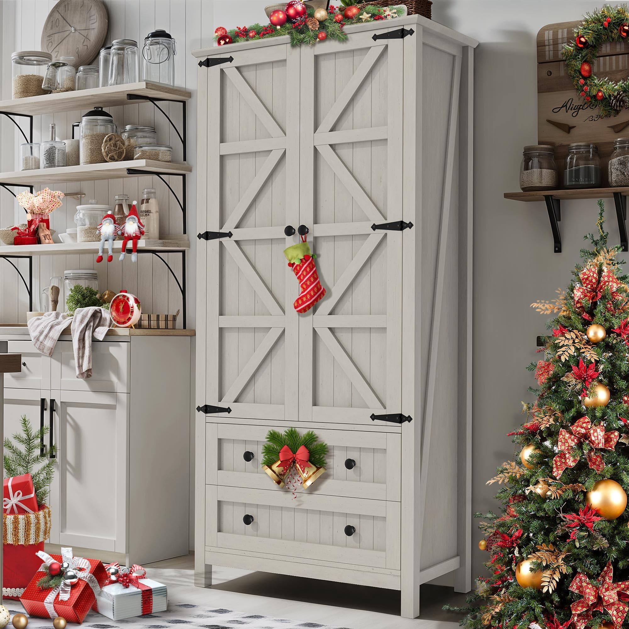 DWVO Farmhouse Kitchen Pantry Cabinet - 64.5