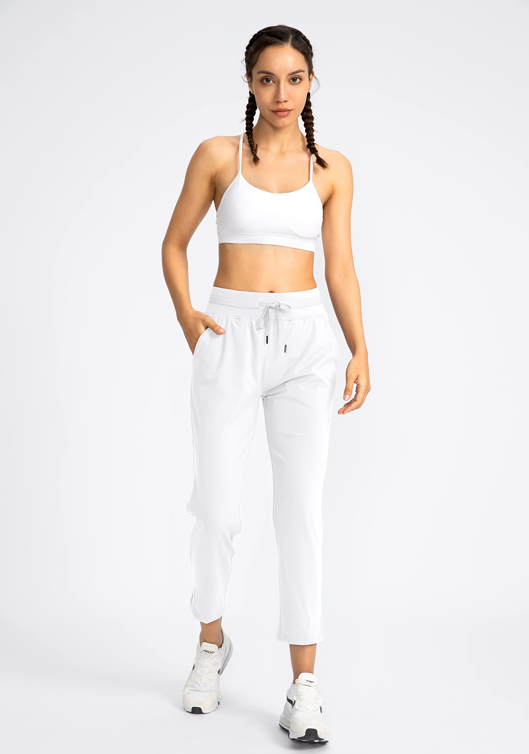 Soothfeel Women's High Waisted Sweatpants - 7/8 Length Stretch Pants with 4 Pockets for Travel, Golf, Work & Athletic Wear | Comfortable Casual Pants for Everyday Use & Outdoor Activities