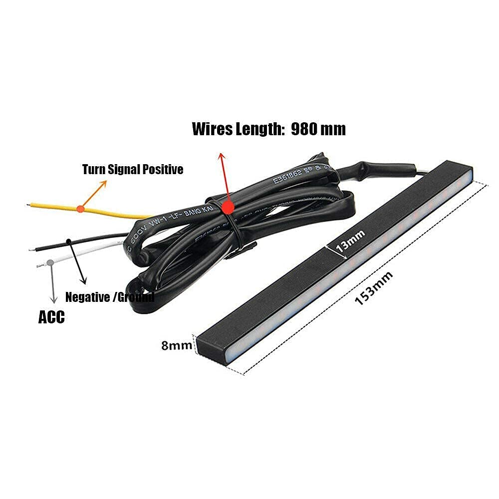 Universal Car Turn Signal Switch & Fog Lights Assembly with 12V LED Sequential Turn Signals - White/Amber Flashing Light Bar for Daytime & Night Running Lights - Perfect for Enhanced Visibility and Safety in All Driving Conditions