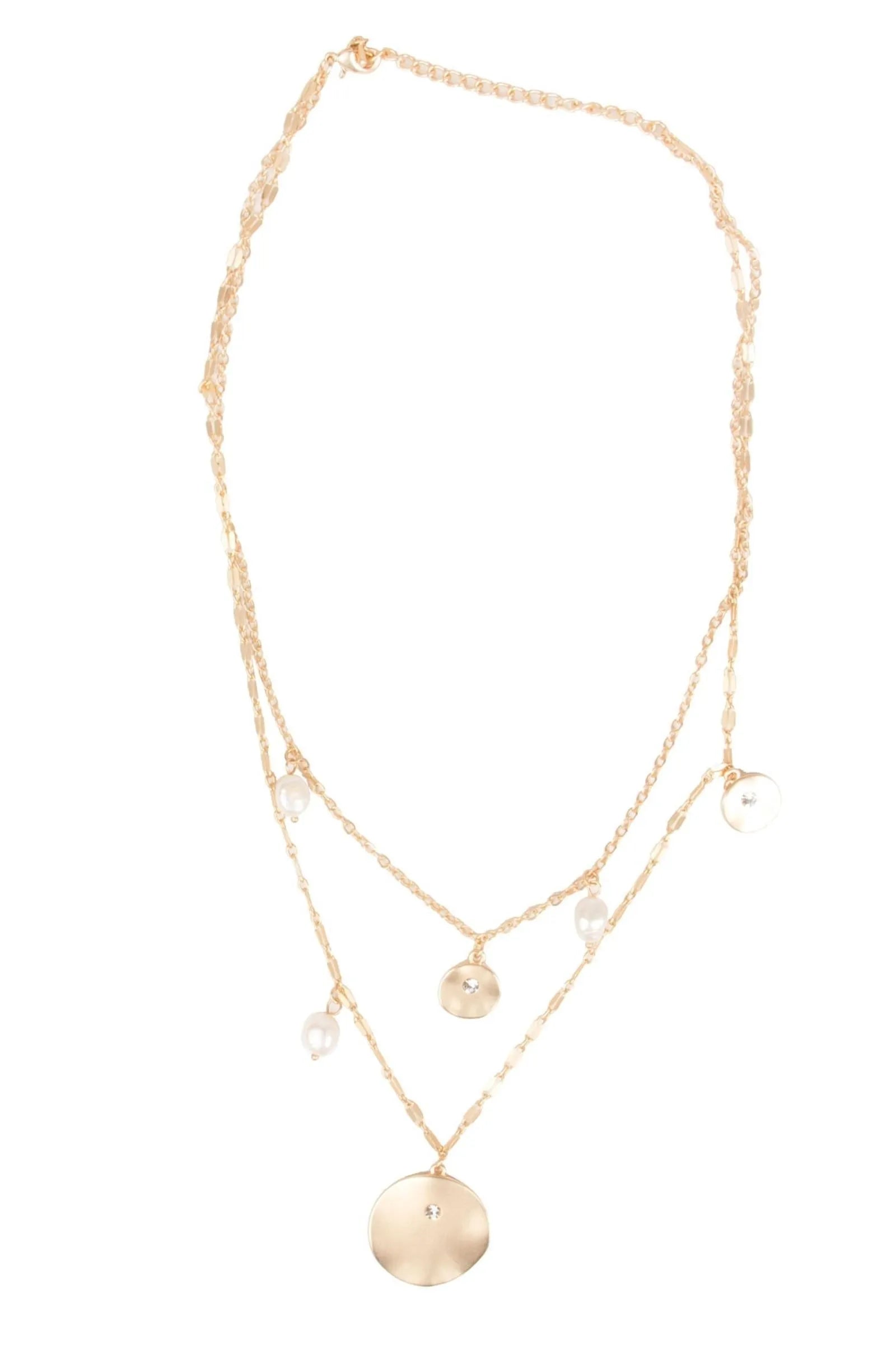 Layered Pearl Medallion Necklace for Women - Elegant Vintage Jewelry Gift for Wedding, Party & Special Occasions