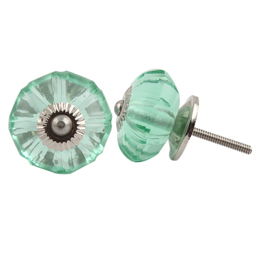 20-Piece Glass Mint Marigold Flower Drawer Knobs - Premium Artistic Cabinet Hardware for Kitchen, Dresser & Door Decor - Perfect for Home Renovation & DIY Furniture Upgrade