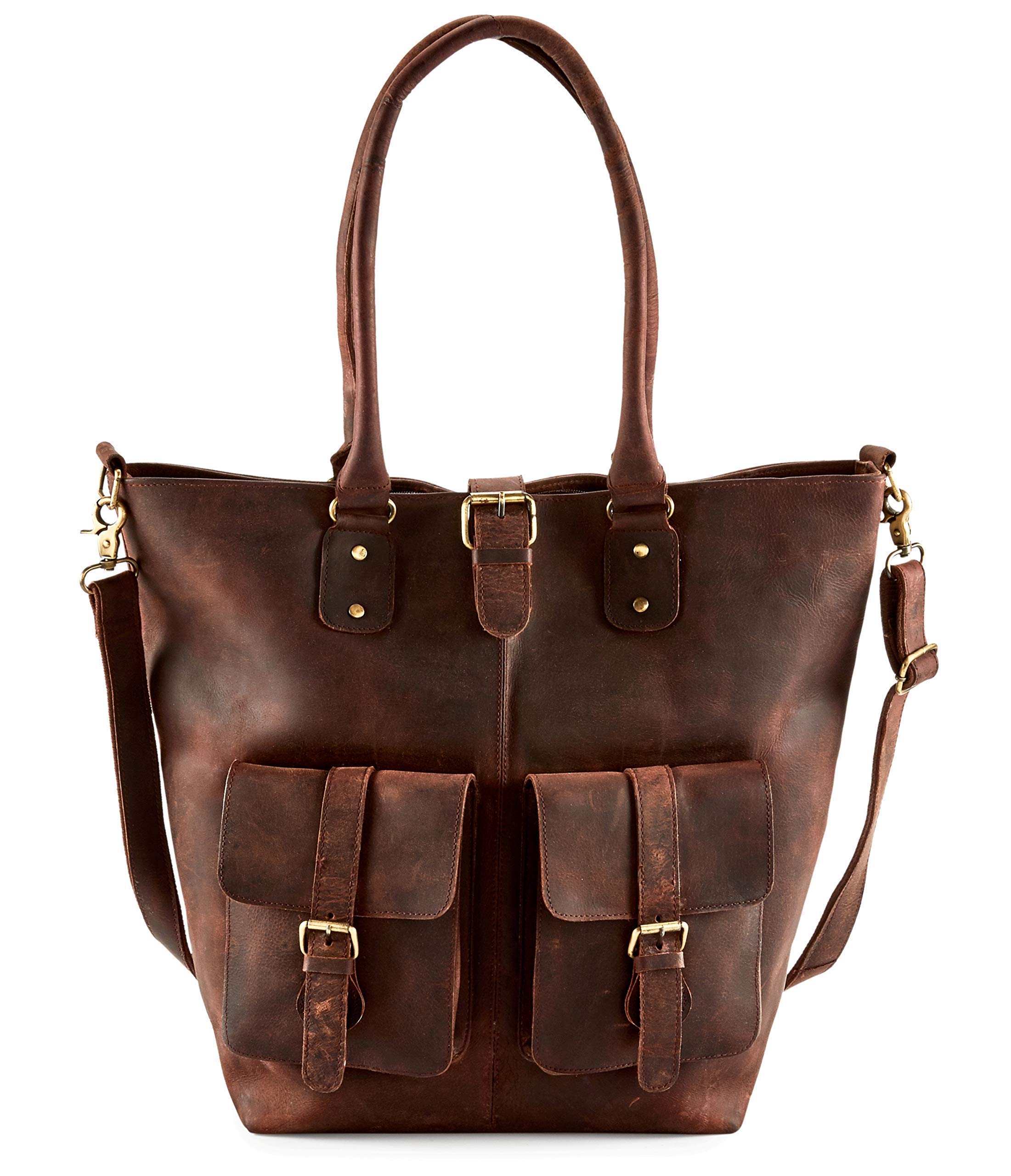 Premium Genuine Leather Briefcase for Women - Stylish Laptop Tote Bag with Secure Zipper, Professional Work Messenger Bag - Perfect for Office, Business Travel & Daily Commute