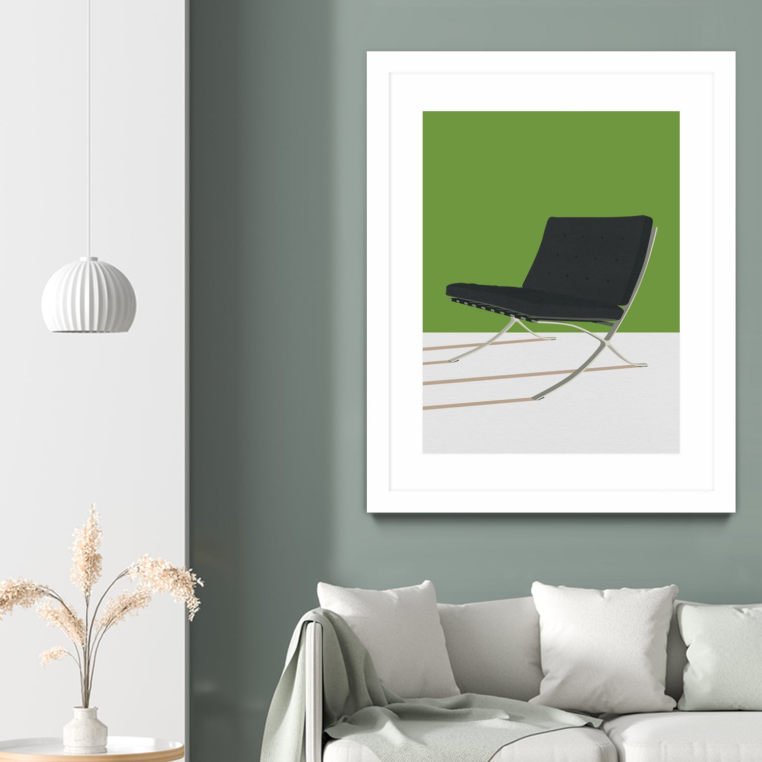 Authentic Barcelona Chair by Mies van der Rohe - Premium Green Leather Lounge Chair for Modern Living Room & Office Decor