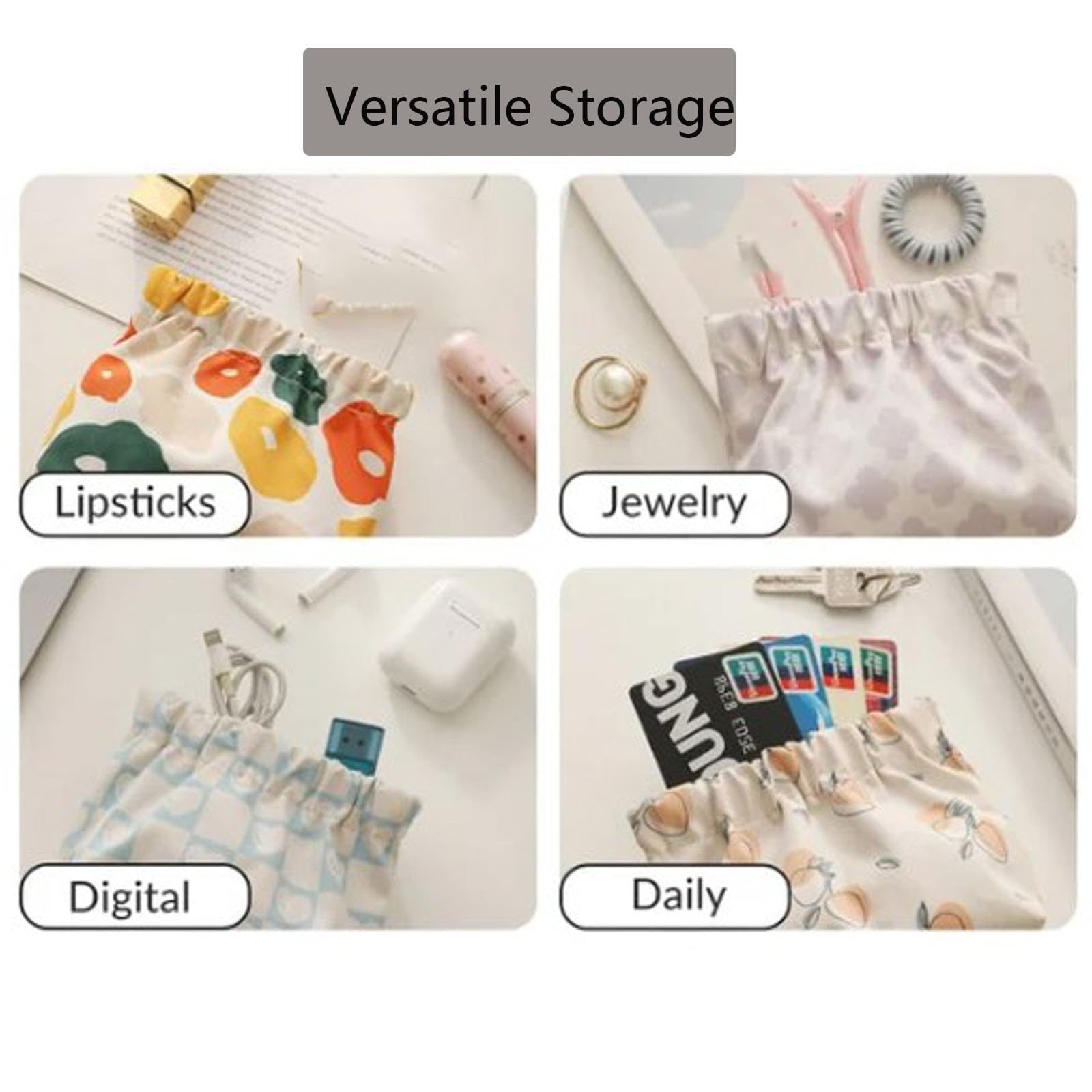 Portable Mini Storage Bag for Purse - No Zipper Self-Closing Purse Organizer - Perfect for Cosmetics, Jewelry & Small Essentials - Travel, Work & Everyday Use