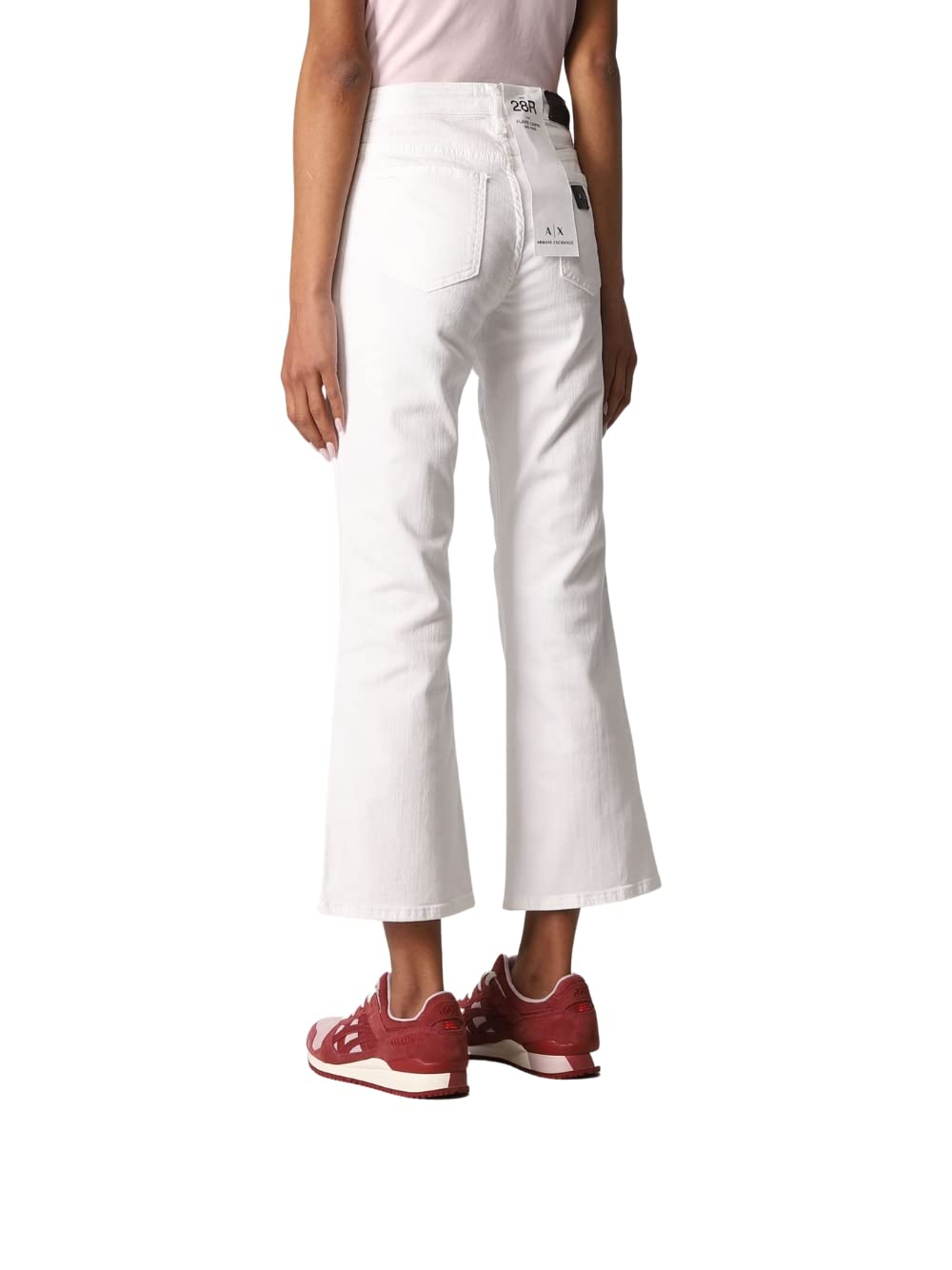 A|X ARMANI EXCHANGE Women's Garment Dyed Kick Flare Cropped Denim Jeans - White, Size 26W x 26L | Casual Chic Outfit for Street Style & Date Night