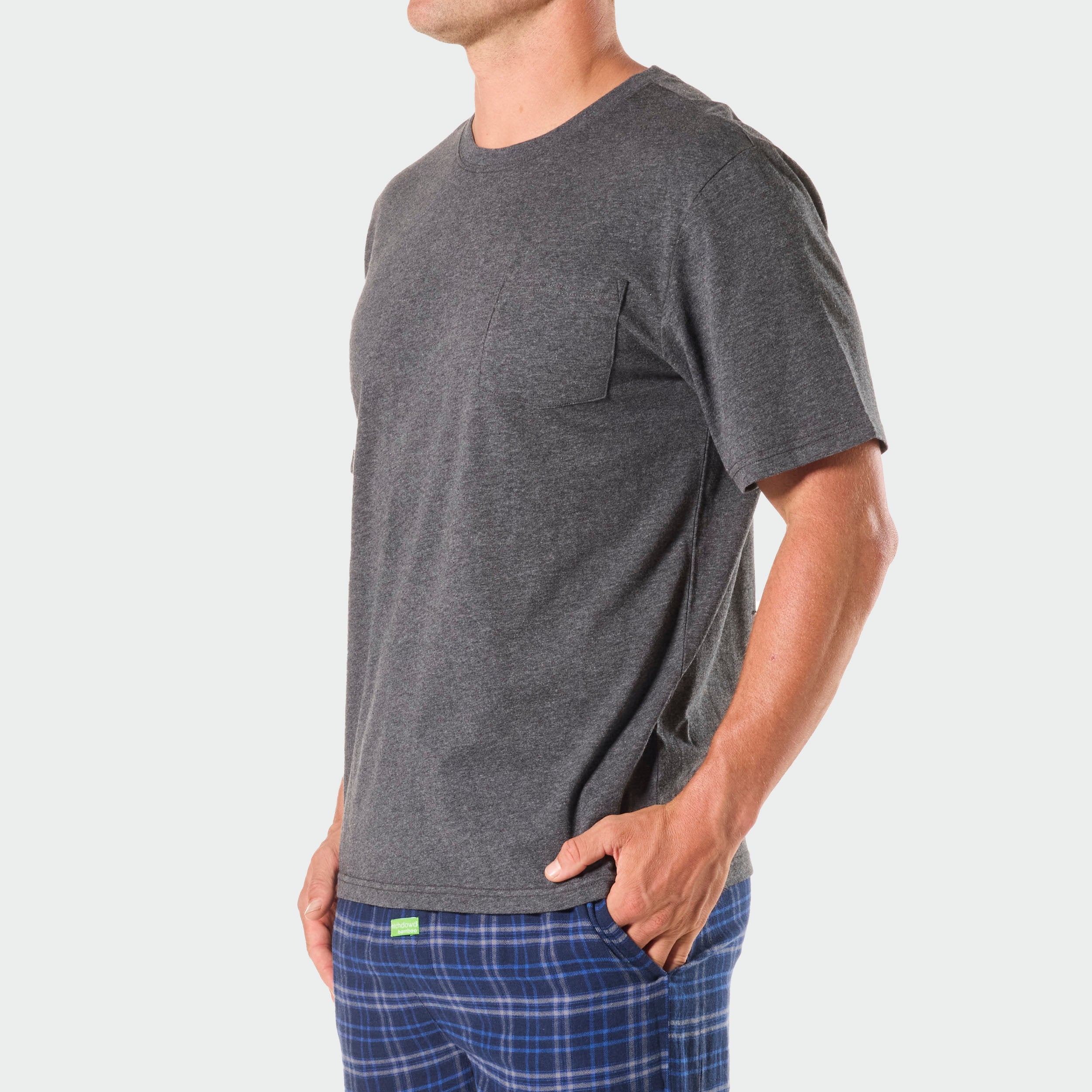 Men's Relaxed Fit Cotton Sleep T-Shirt - Dark Grey Marle for Comfortable Nightwear & Lounge Wear at Home