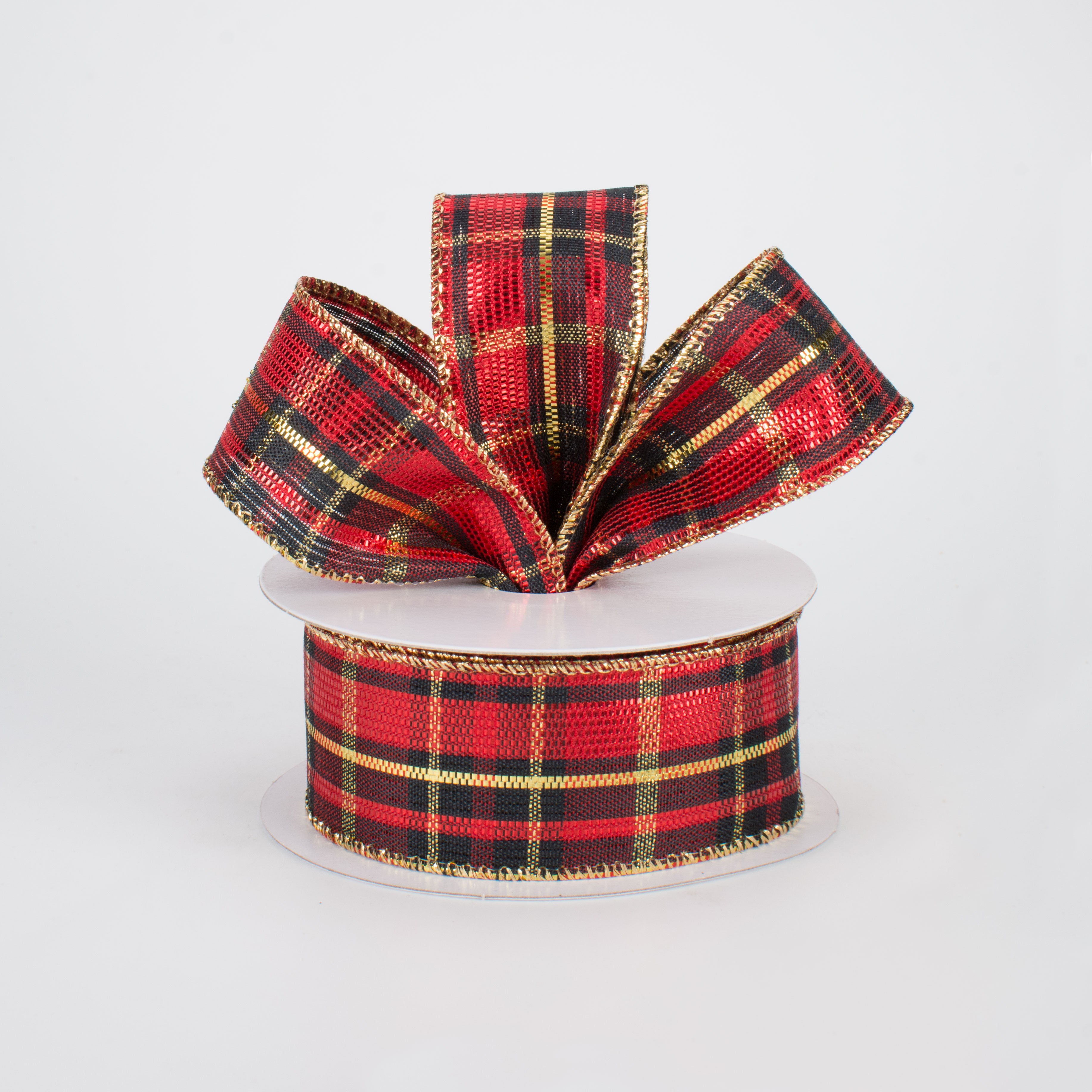 1.5 Inch Metallic Tartan Plaid Ribbon - 10 Yards for Christmas Nutcracker Decorations, Gift Wrapping, and DIY Crafts