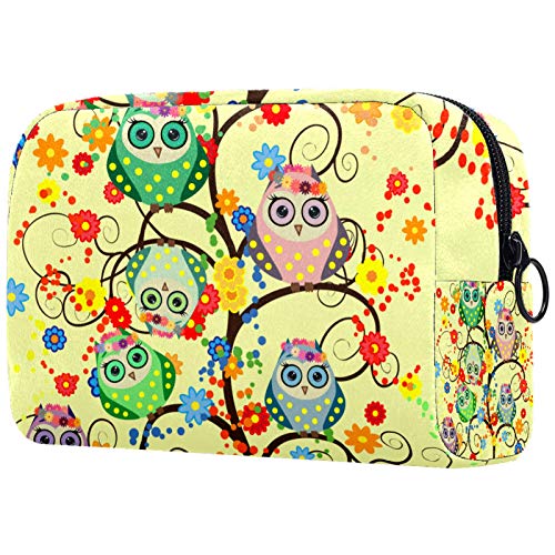 Cartoon Owl Toiletry Bag for Travel - Waterproof Cosmetic Organizer with Zipper, Perfect for Vacation Essentials