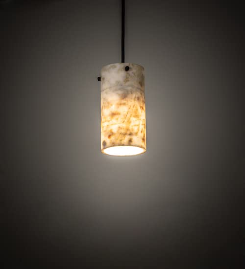 4 Inch Cylinder Jade Stone Mini Pendant Light Fixture - Green, Beige & Black Glass Shade for Kitchen Island, Dining Room, Bedroom Lighting