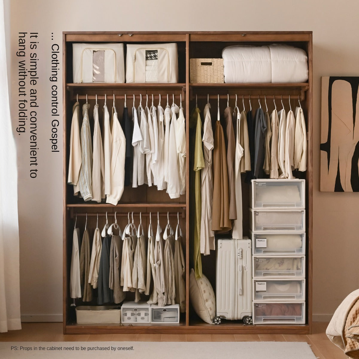 Modern Solid Black Walnut Wood Wardrobe - Stylish & Minimalist Closet Organizer for Bedroom, Walk-in Closet, or Guest Room Storage