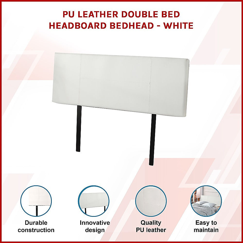 Queen Size PU Leather Bed Headboard - Modern Upholstered White Bed Frame Headboard for Bedroom Decor, Home Styling & Comfortable Back Support