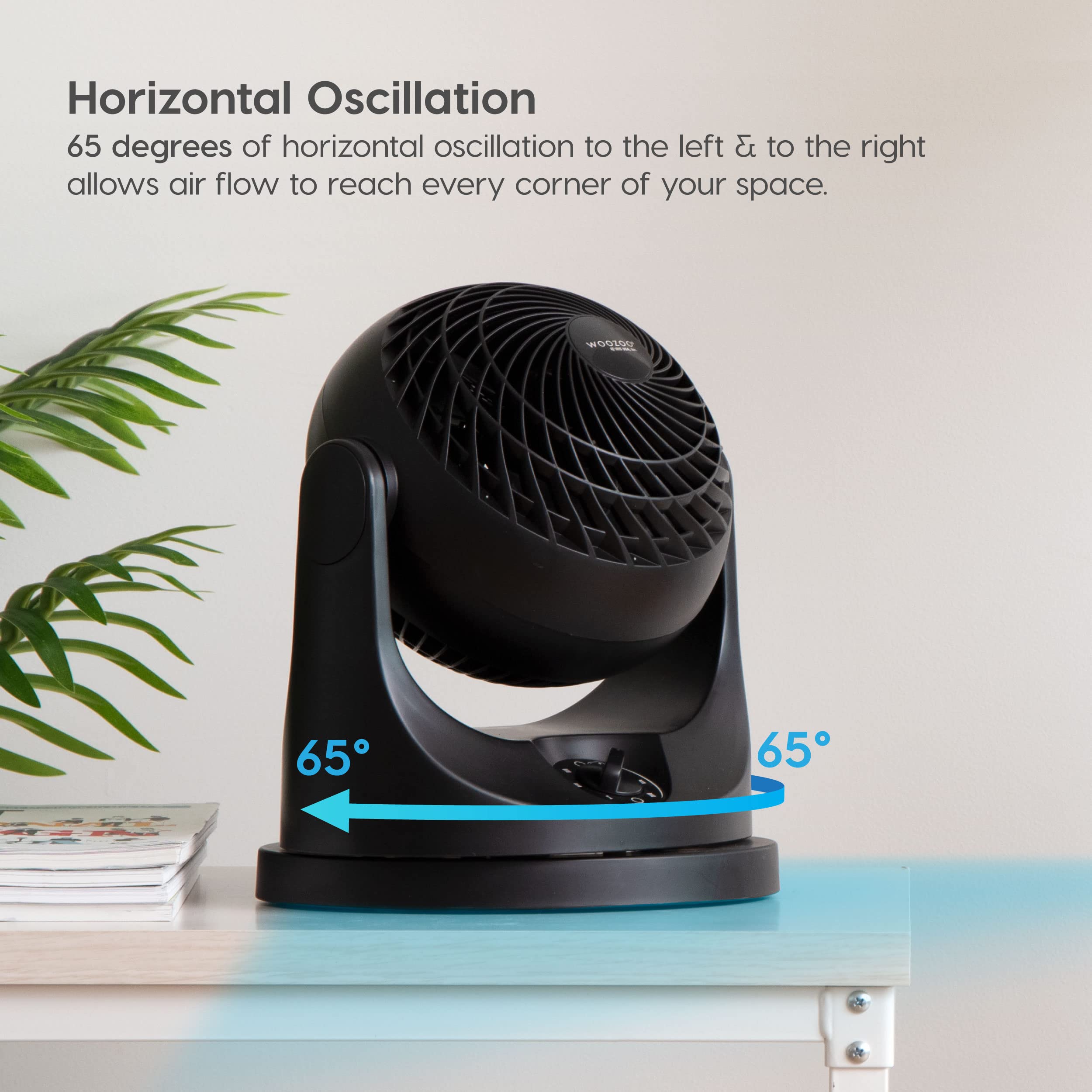 IRIS USA WOOZOO Oscillating Vortex Air Circulator Fan - 3 Speed & 7 Angle Adjustments, 52ft Airflow, White Desk Fan for Home, Office & Bedroom Cooling