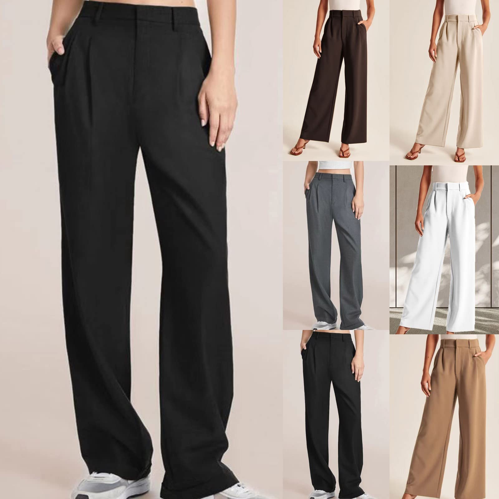 Qeaghou Women's High Waisted Wide Leg Palazzo Pants - 2024 Trendy Business Casual Dress Pants for Office Work & Professional Tailored Slacks | Perfect for Corporate Meetings, Business Travel & Smart Casual Outfits