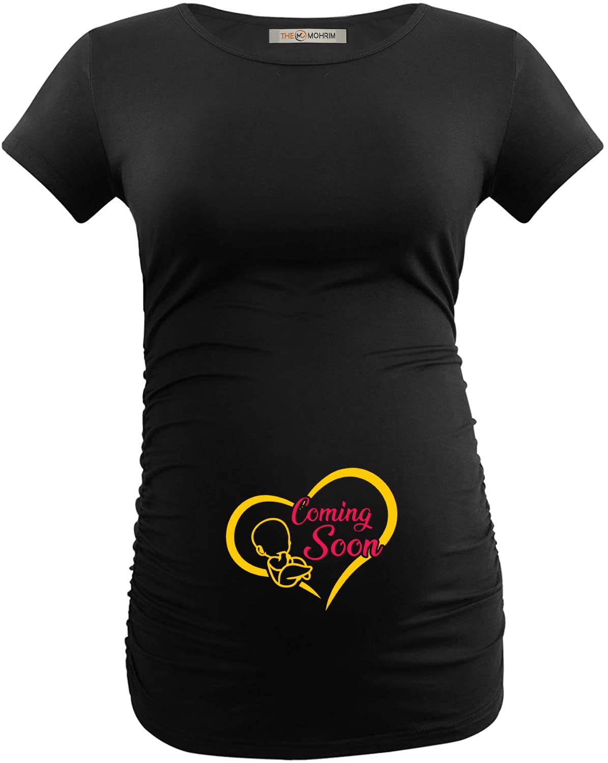 TheMohrim Women's Maternity Shirt Tops - Stretchy Side Ruched Pregnancy Blouses for Expecting Moms | Comfortable Nursing & Office Wear for Pregnant Women
