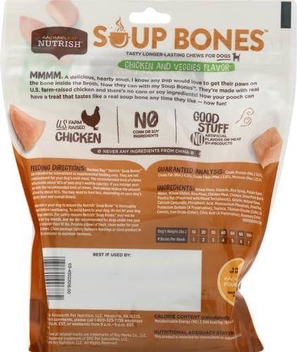 Rachael Ray Nutrish Soup Bones Dog Treats - Chicken & Veggies Flavor, 6 Count | Natural & Healthy Dog Chews for Small & Large Breeds | Perfect for Training, Rewards & Dental Health