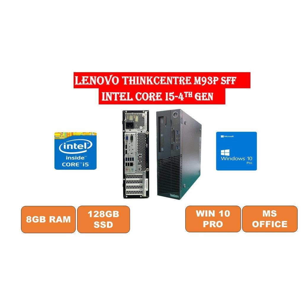 Lenovo ThinkCentre M93P SFF Desktop - Intel Quad Core i5 3.6GHz, 8GB DDR3 RAM, 128GB SSD, WiFi, USB 3.0, Windows 10 Pro - Compact Business PC for Office Work & Home Use