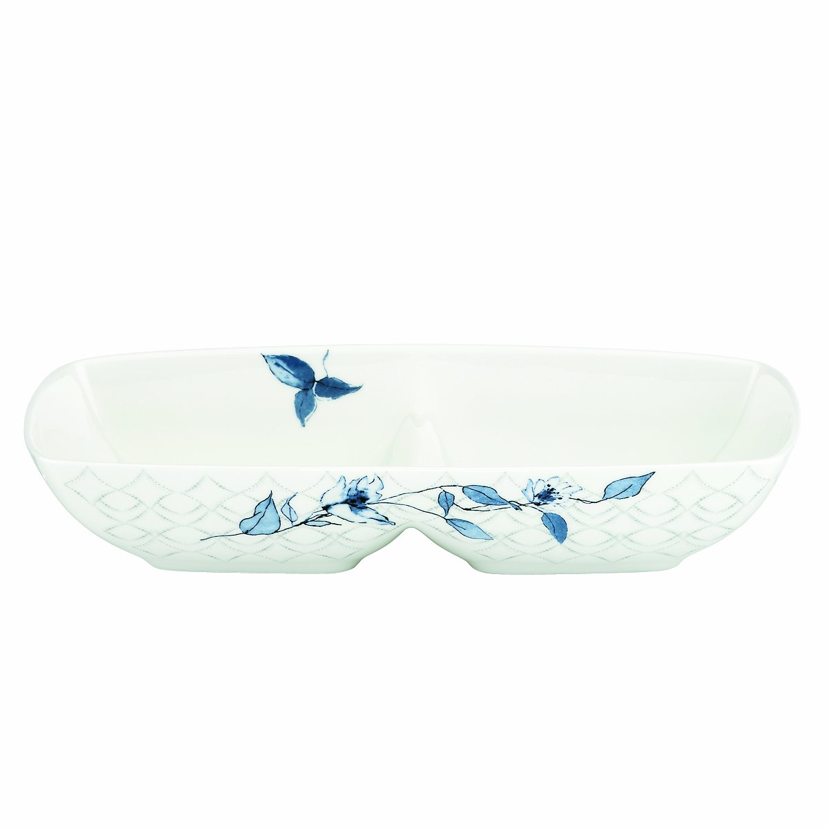 Lenox Simply Fine Watercolor Indigo Blue 11-3/4-Inch Divided Serving Platter - Elegant Dinnerware for Entertaining, Buffets & Special Occasions