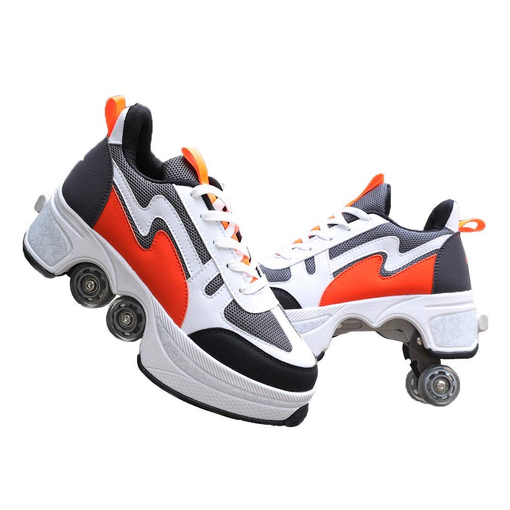 MLyzhe Roller Skate Shoes for Women, Men, Boys & Kids - Adjustable Deformation Wheel Sneakers for Beginners | Perfect Unisex Gift for Outdoor Fun, Sports & Casual Wear