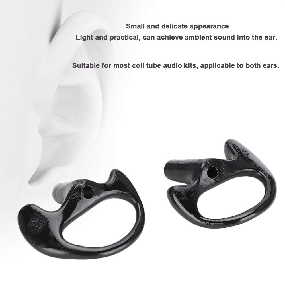 Dioche Radio Earpiece - Comfortable Black Silica Gel Ear Mold Replacement for Most Coil Tube Audio Kits (Large, Both Ears) - Perfect for Security, Law Enforcement, and Event Staff Communication