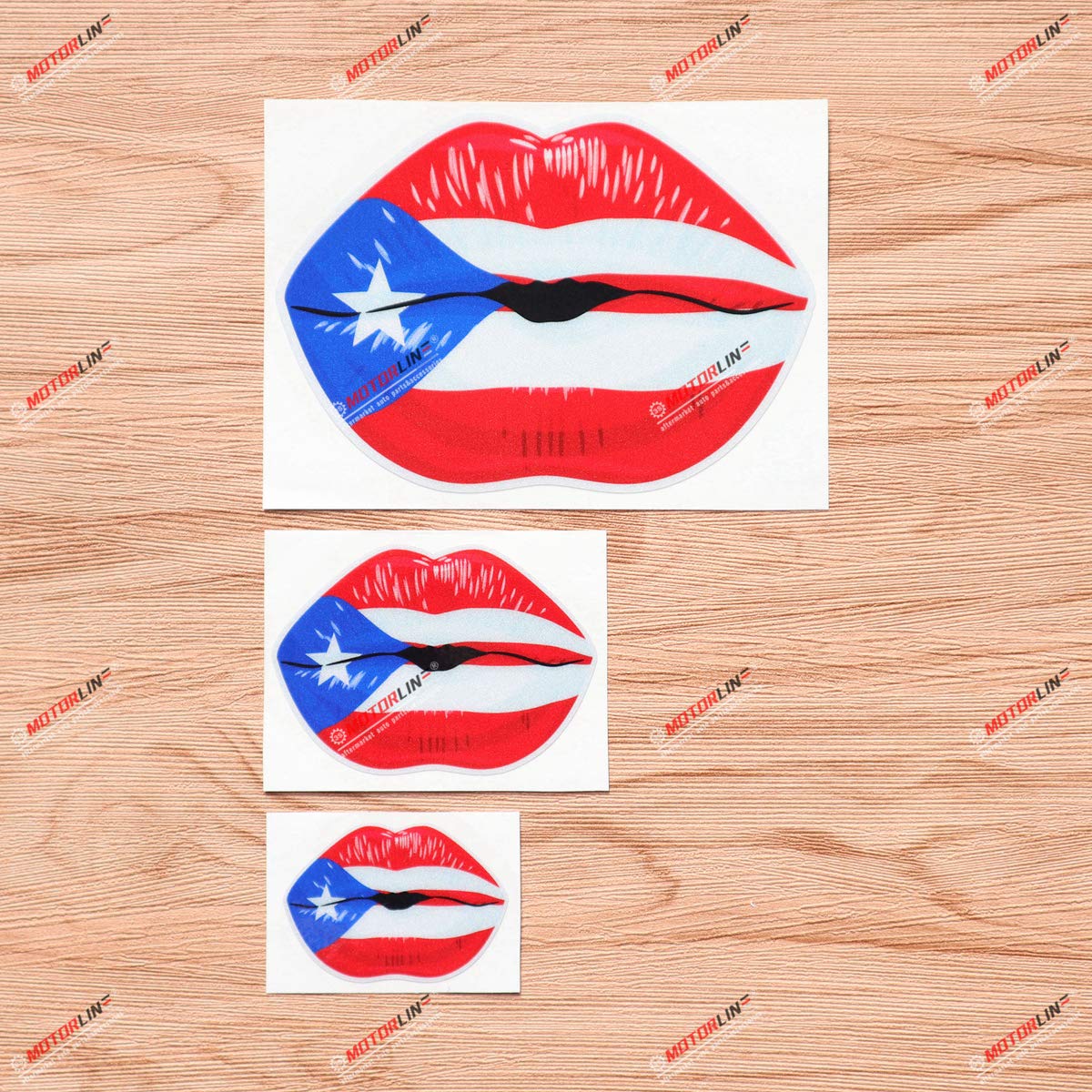 Puerto Rican Flag Lips PR Vinyl Decal Sticker Set - 3 Pack (2