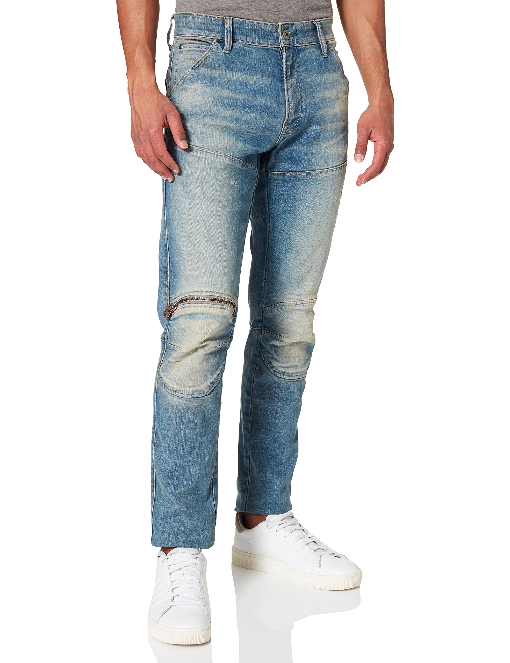 G-Star Raw Men's 5620 3D Zip Knee Skinny Jeans - Slim Fit Stretch Denim Pants with Zipper Detail for Casual Wear & Street Style Outfits