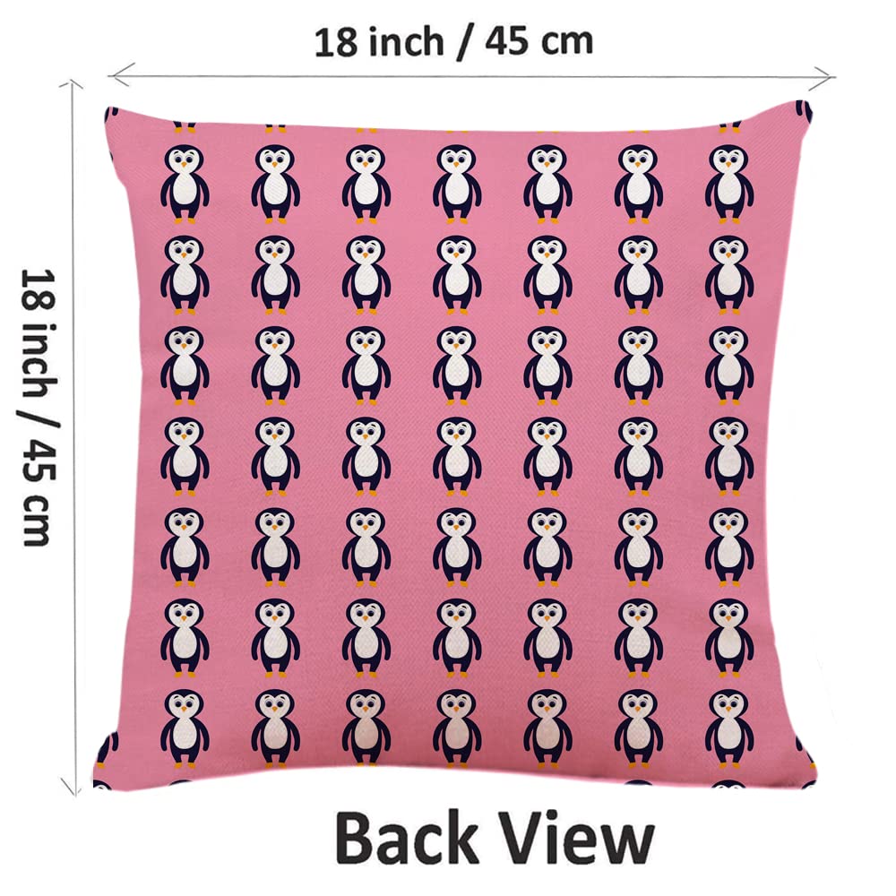 18x18 Inch Decorative Square Throw Pillow Covers - Cute Penguin Print Sofa & Bed Cushion Cases for Living Room, Nursery, and Dorm Decor