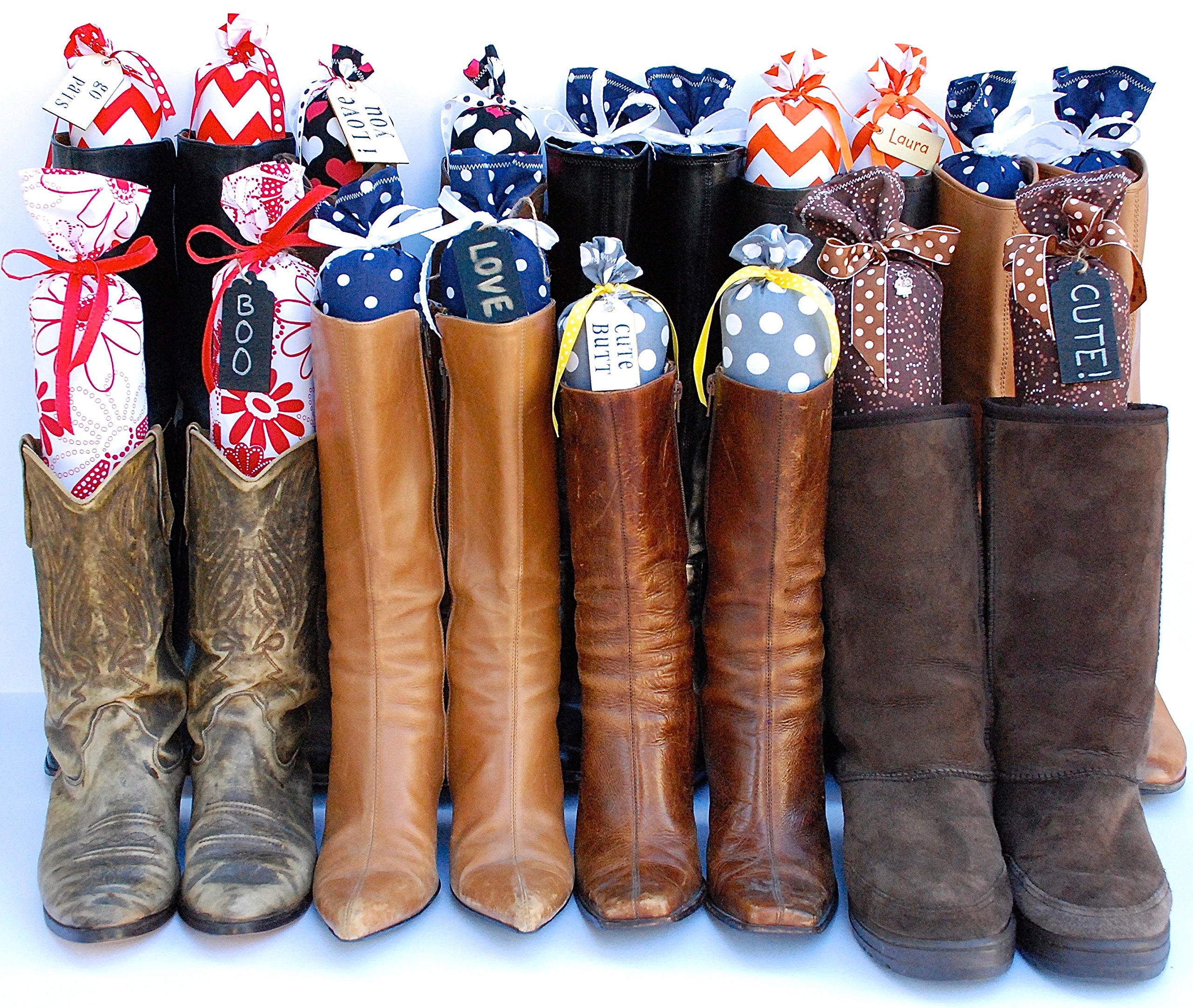 Stylish Boot Shaper Stands for Women & Men - Premium Shoe Tree for Boots & Shoes - Keep Boots in Perfect Shape - Navy Blue with White Polka Dots (1 Pair) - Ideal for Closet Organization, Travel & Boot Storage