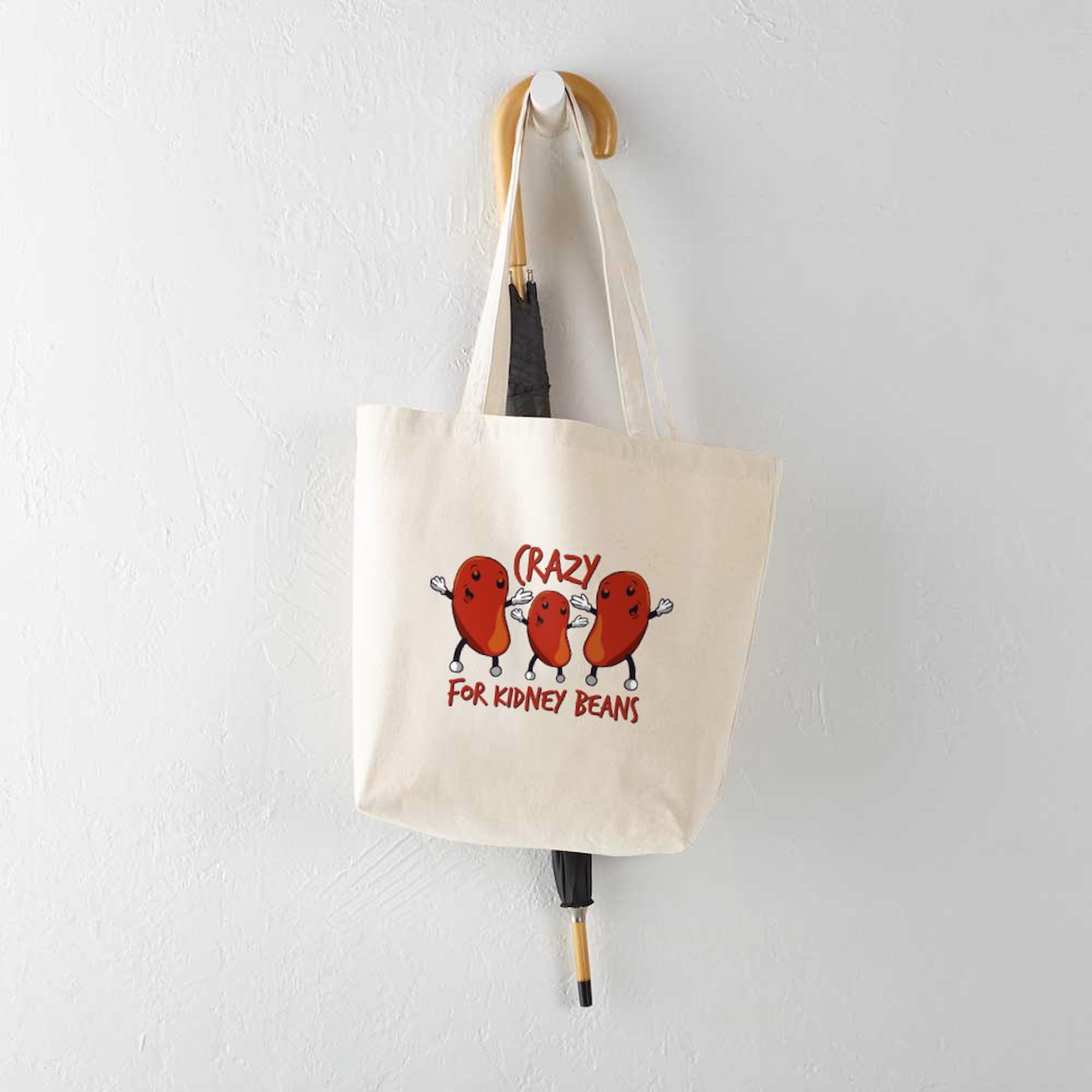 Crazy For Kidney Beans Tote Bag - Natural Canvas Reusable Shopping Bag for Groceries, Beach & Farmers Market | Eco-Friendly Cotton Tote with Unique Print