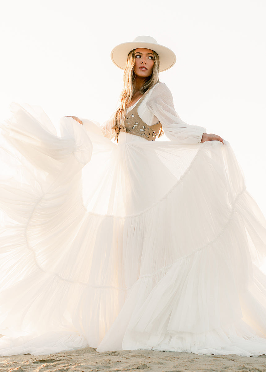 Natalya Elegant White Lily Wedding Dress for Bride - Perfect for Church Ceremony, Beach Wedding & Formal Reception