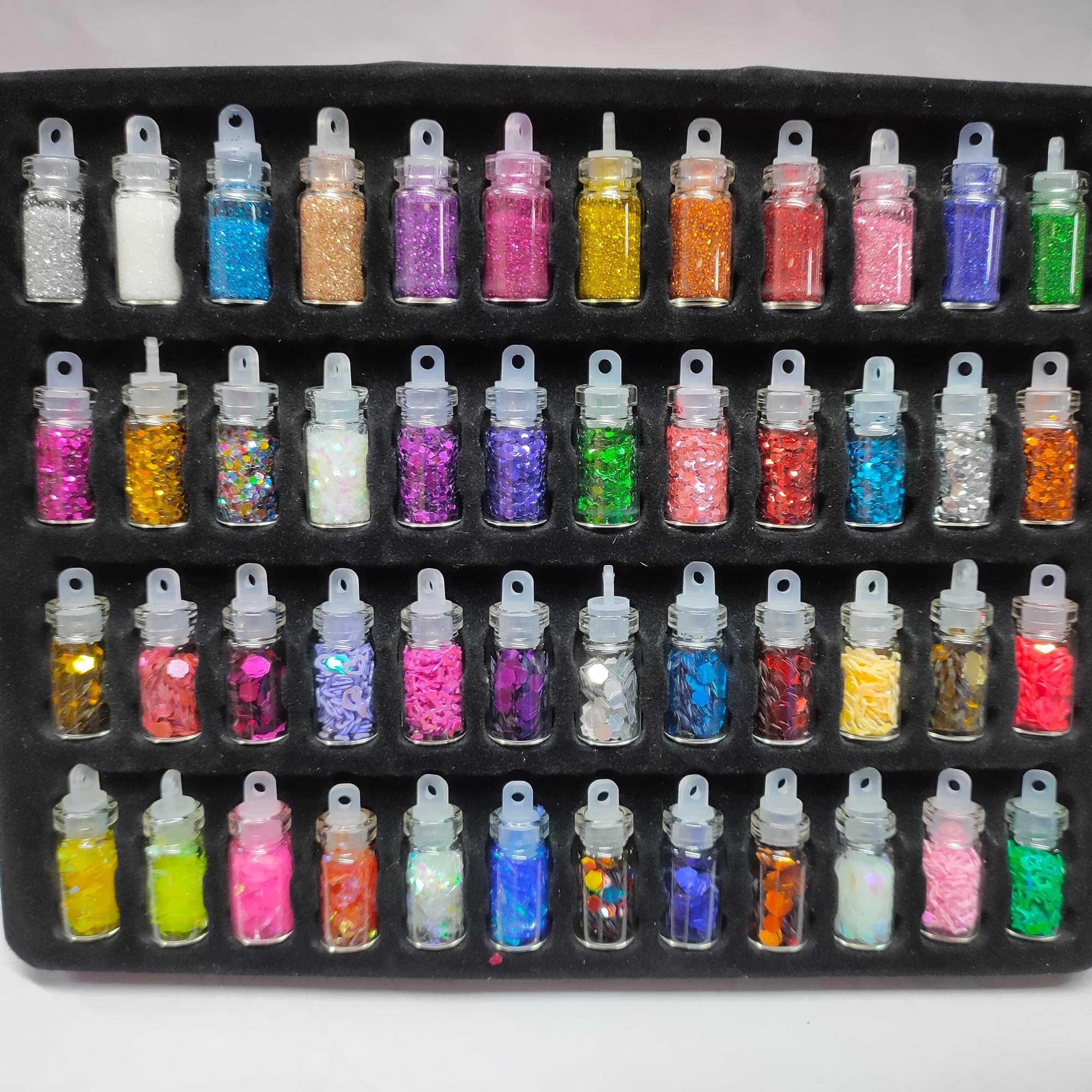 3D Glitter Powder Nail Art Charms Kit - 48 Bottles Set for French Nails, Acrylic Nail Decoration | DIY Nail Art Tools Gift Box for Girls | Perfect for Home Manicures, Salon Nail Design & Party Nail Art