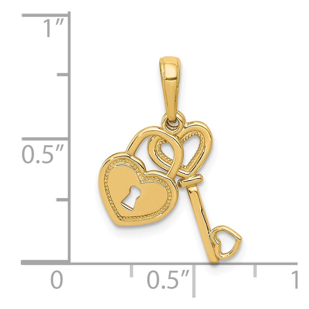 14k Solid Yellow Gold Heart Key & Lock Charm Pendant Necklace - Romantic Gift for Valentine's Day, Anniversary & Couple Jewelry