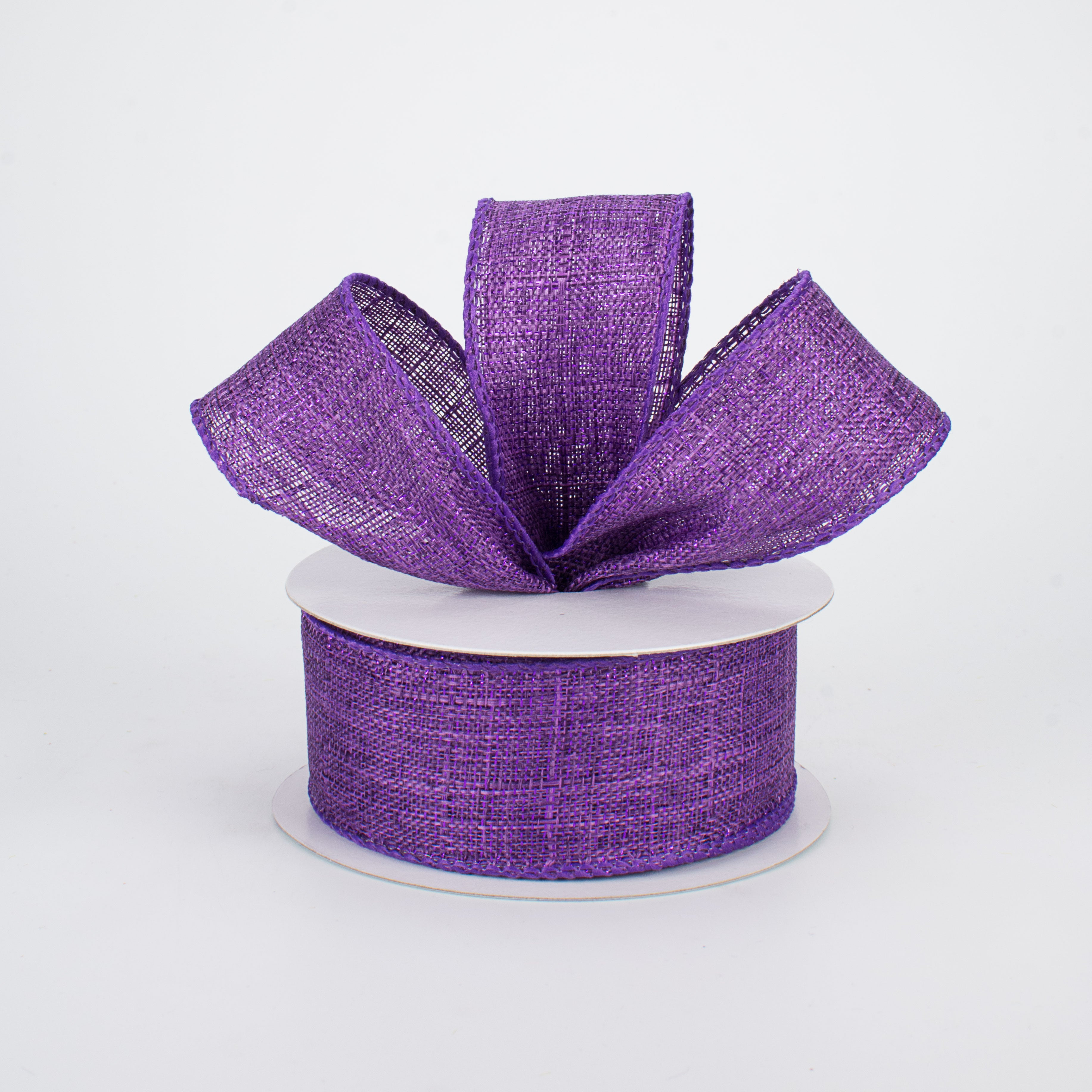 1.5 Inch Metallic Royal Purple Canvas Ribbon - 10 Yards Bulk Roll for Gift Wrapping, Wedding Decor, DIY Crafts & Party Supplies