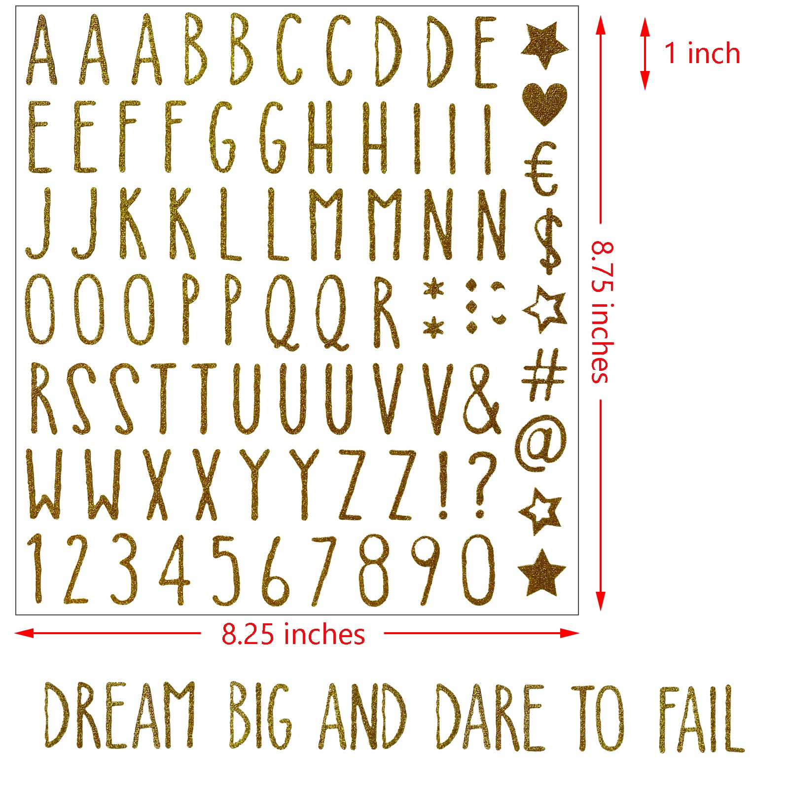 800 Pcs Glitter Alphabet & Number Stickers - Self-Adhesive Gold & Silver Letter Decals for DIY Crafts, Graduation Cap Decor, Classroom Bulletin Boards, Business Signs, Home Address Markers - 10 Sheets with A-Z Letters & 0-9 Numbers