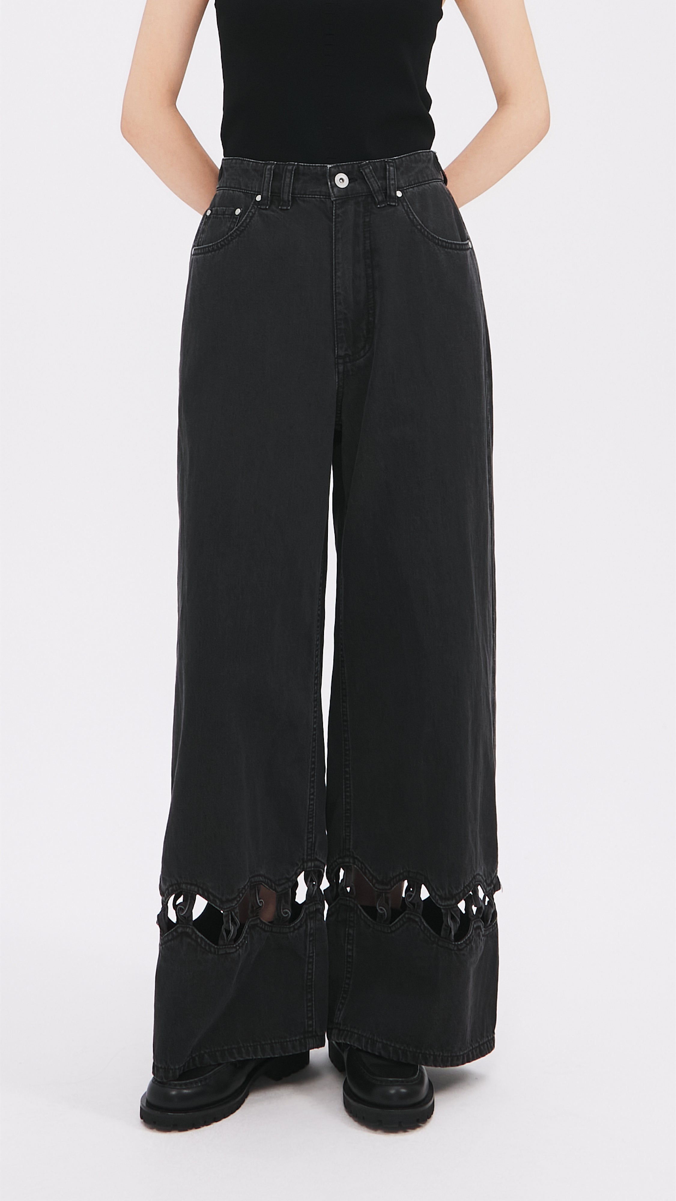 Stylish Cut Out Trims Jeans for Women - Trendy Distressed Denim Pants | Perfect for Casual Outfits, Streetwear & Everyday Wear