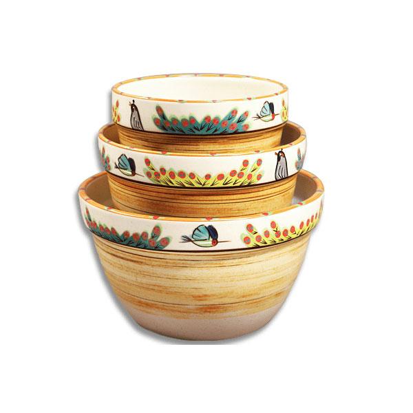 Premium Mixing Bowl Set of 3 - Tan Southwestern Desert Design | Durable Kitchen Bowls for Baking, Cooking & Food Prep | Perfect for Home Chefs & Holiday Cooking