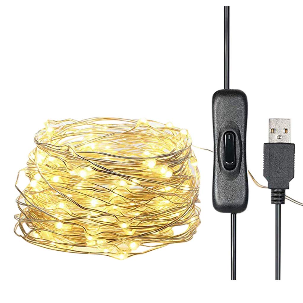 Aozhen 12m LED String Lights - USB Powered Waterproof IP65 Christmas Tree Lights with Warm White & Multicolor Options - Perfect for Indoor/Outdoor Holiday Decor, Parties, Weddings, and Garden Lighting