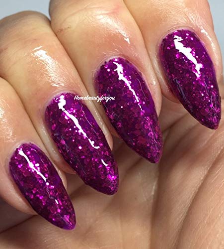 Bluesky Gel Nail Polish SECRET SANTA - Deep Pink Chunky Glitter 63901 Diamond Sparkle UV LED Soak Off 10ml (Requires LED/UV Lamp to Cure) | Long-Lasting Manicure for Christmas Parties, Date Nights & Special Occasions