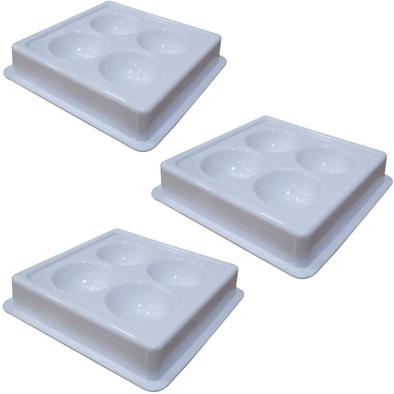 Elecsera 4-Piece White Plastic Cosmetic Tool Tray Set - Durable & Washable for Salon, Spa, Makeup & Nail Art Organization - Perfect for Beauty Professionals & Home Use