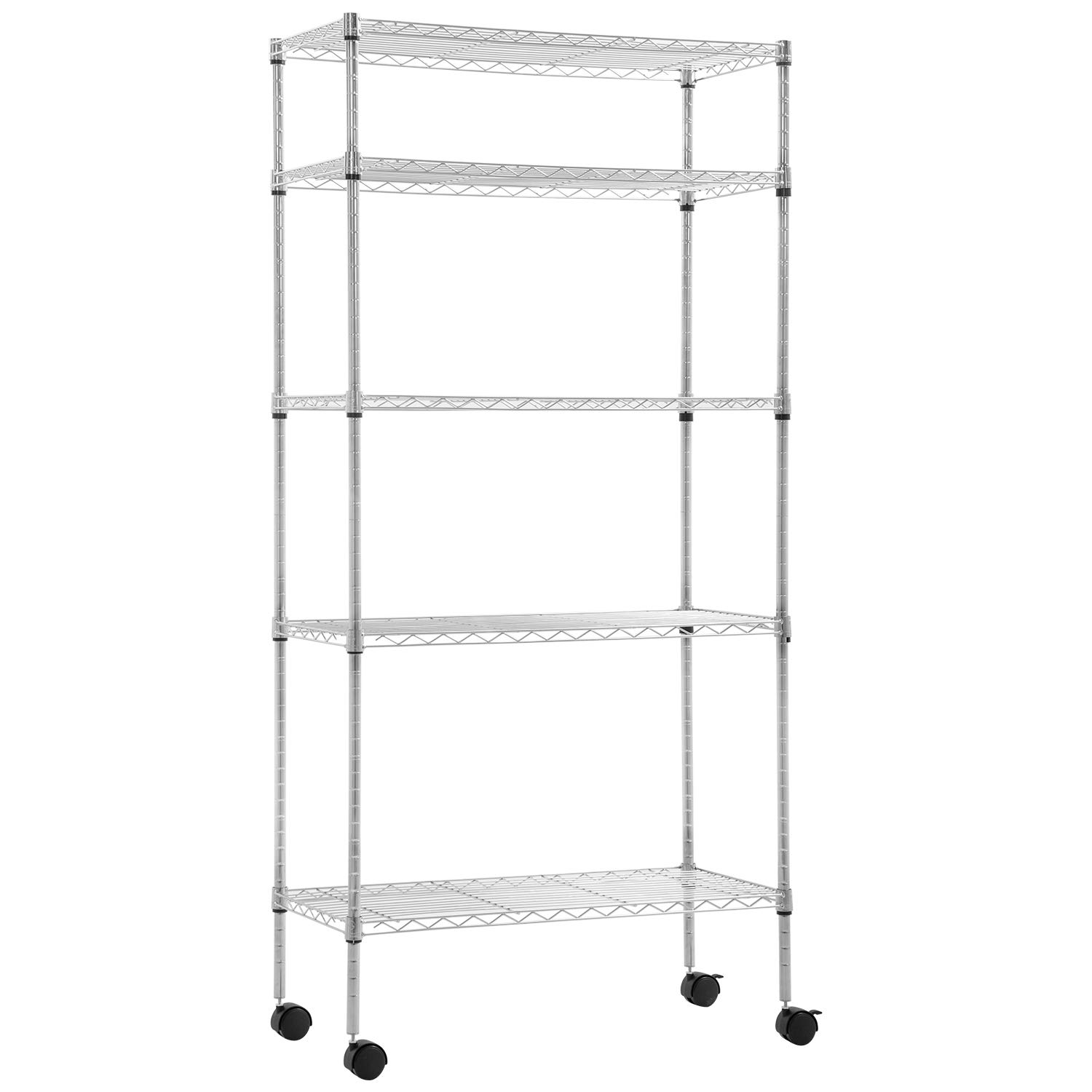 750 LBS Capacity 5-Tier Chrome Wire Shelving Unit - 14