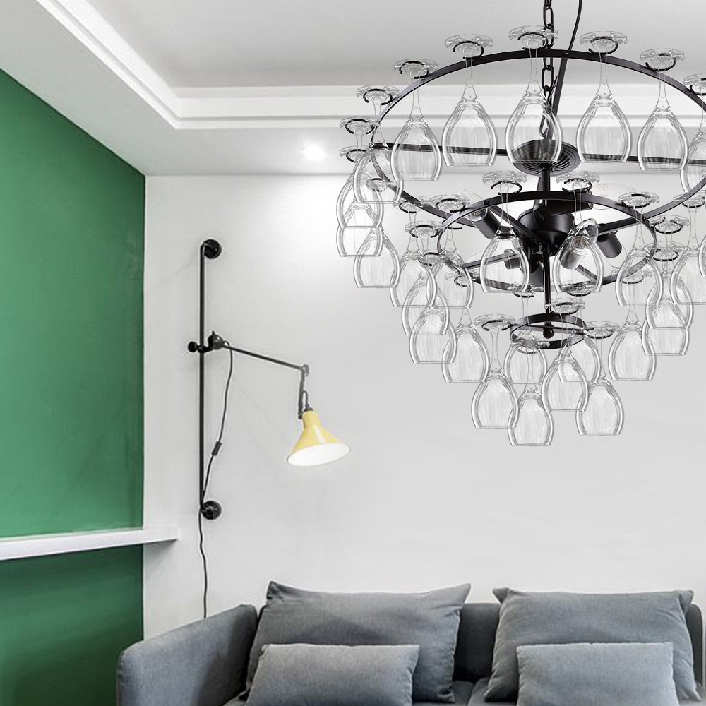 HomeLava Wine Glass Pendant Ceiling Light - Modern Chandelier for Living Room, Dining Room, Kitchen Island | Perfect for Home Decor, Restaurant Lighting (Wineglass Not Included)