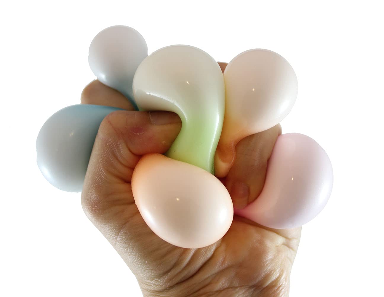 Glow in The Dark Stress Balls - 6 Pack Individually Wrapped Squishy Sensory Toys for Kids & Adults - Shapeable Squeeze Balls for Anxiety Relief, Classroom Rewards, and Party Favors - Fun Fidget Toys for Office, Home, and Travel Use